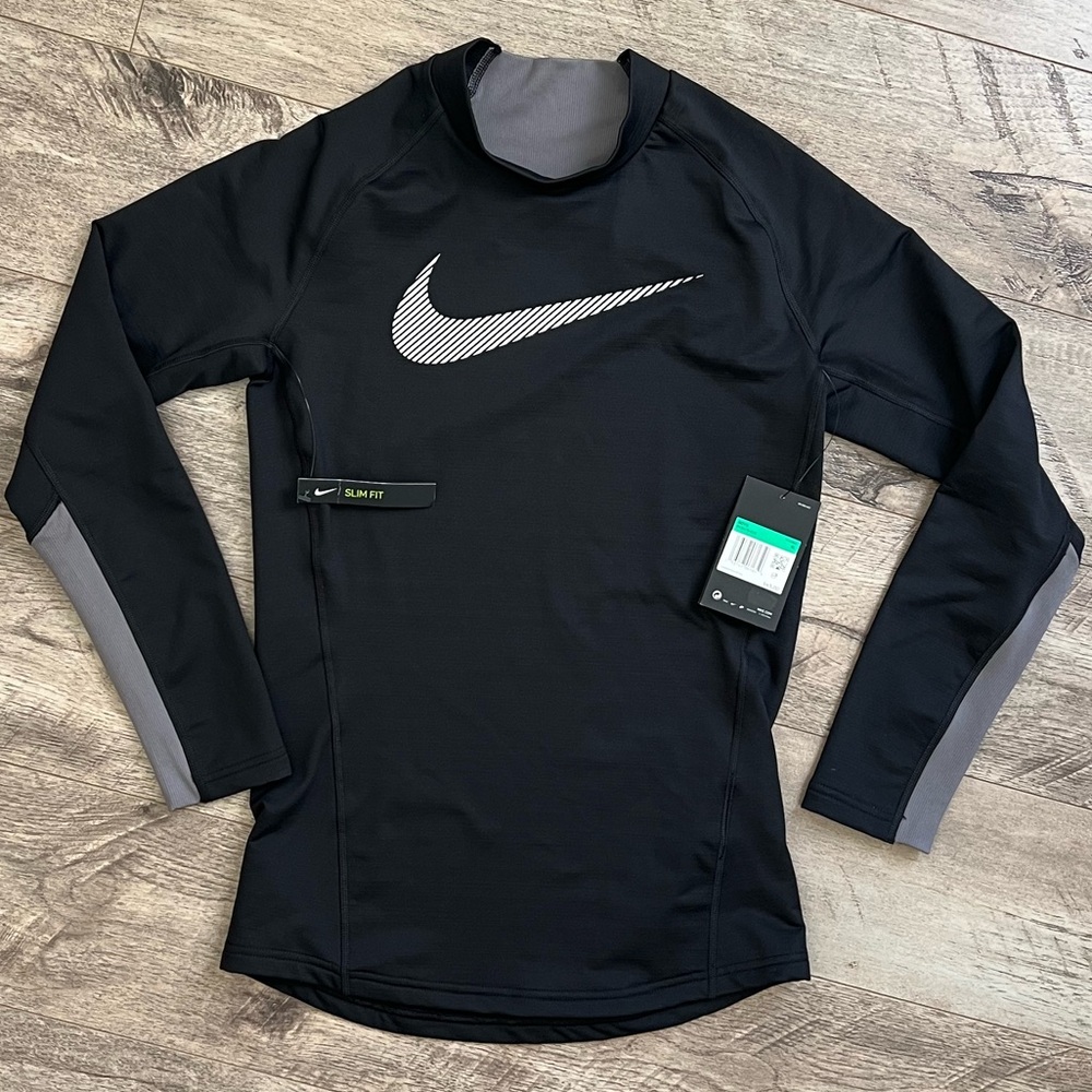 Nike Pro Dri Fit Boys Black Long Sleeve Mock Therma Training Shirt Boys Size: XL
